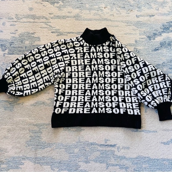H&M DREAMS OF DREAMS WOOL BLEND BALLOON SLEEVES GRAPHIC THICK SWATER SIZE LARGE - Picture 3 of 8